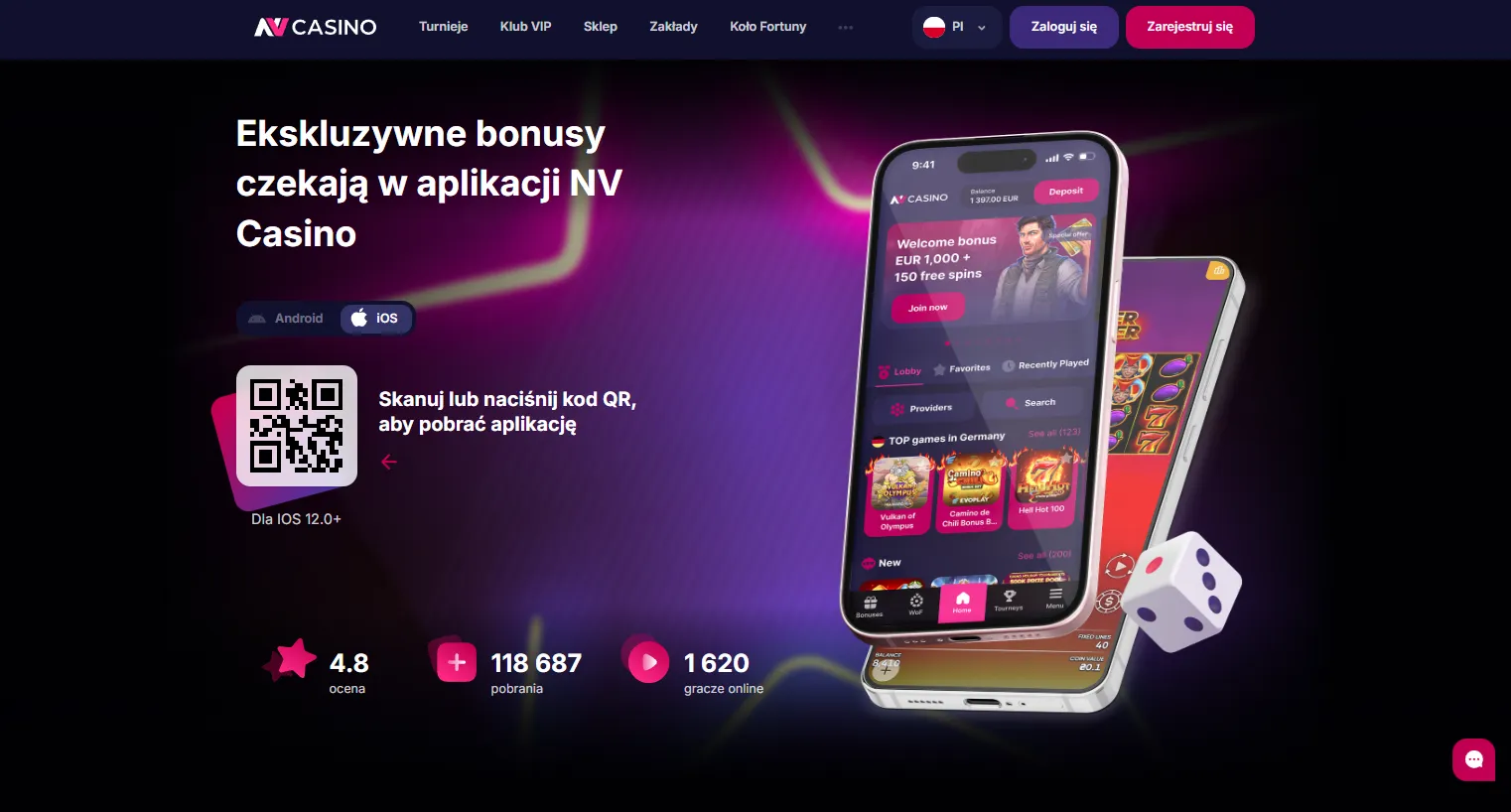 Kroki pobierania z App Store - NV Casino app
