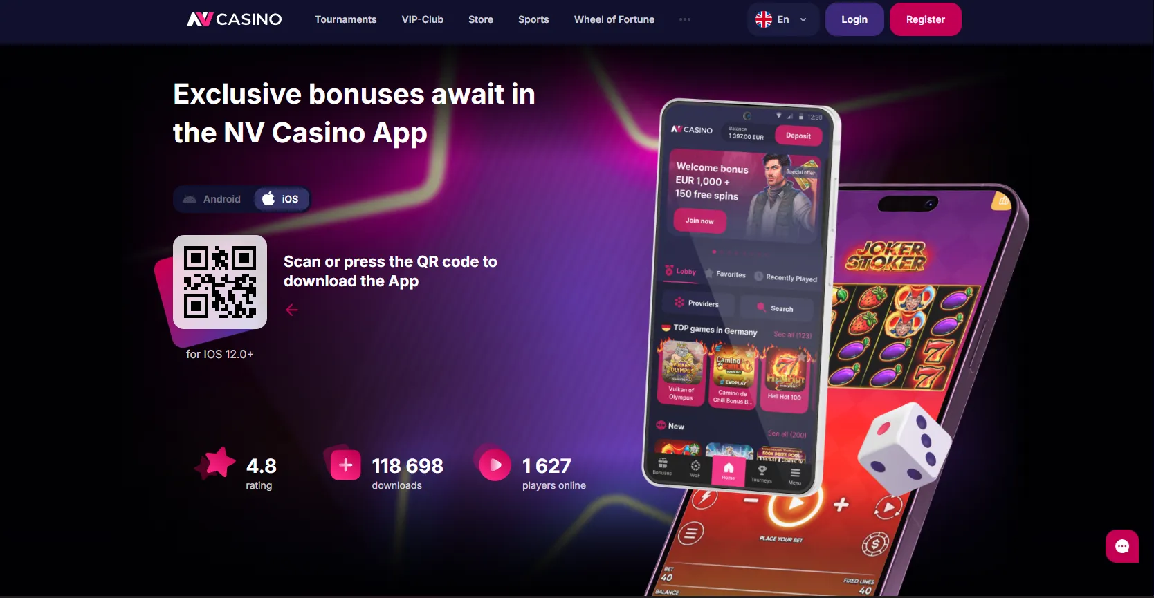 Stappen voor downloaden via de App Store NV Casino app